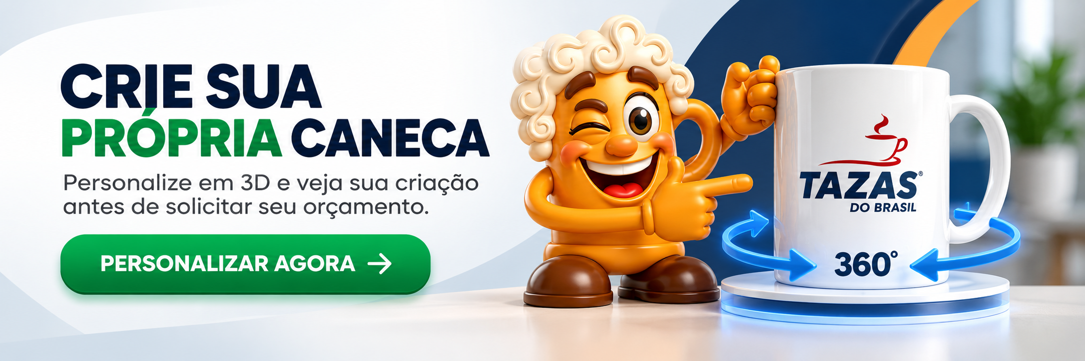 Crie sua própria caneca com o Personalizador 3D da Tazas do Brasil